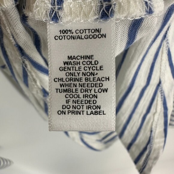 3/$25 LOFT Striped Polo Top MP Button Down Chambray White - Picture 8 of 8